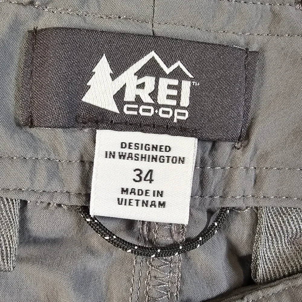 REI Co-op Sahara‎ Cargo Shorts Mens 34 Grey Relaxed Fit Hiking Outdoor Belted